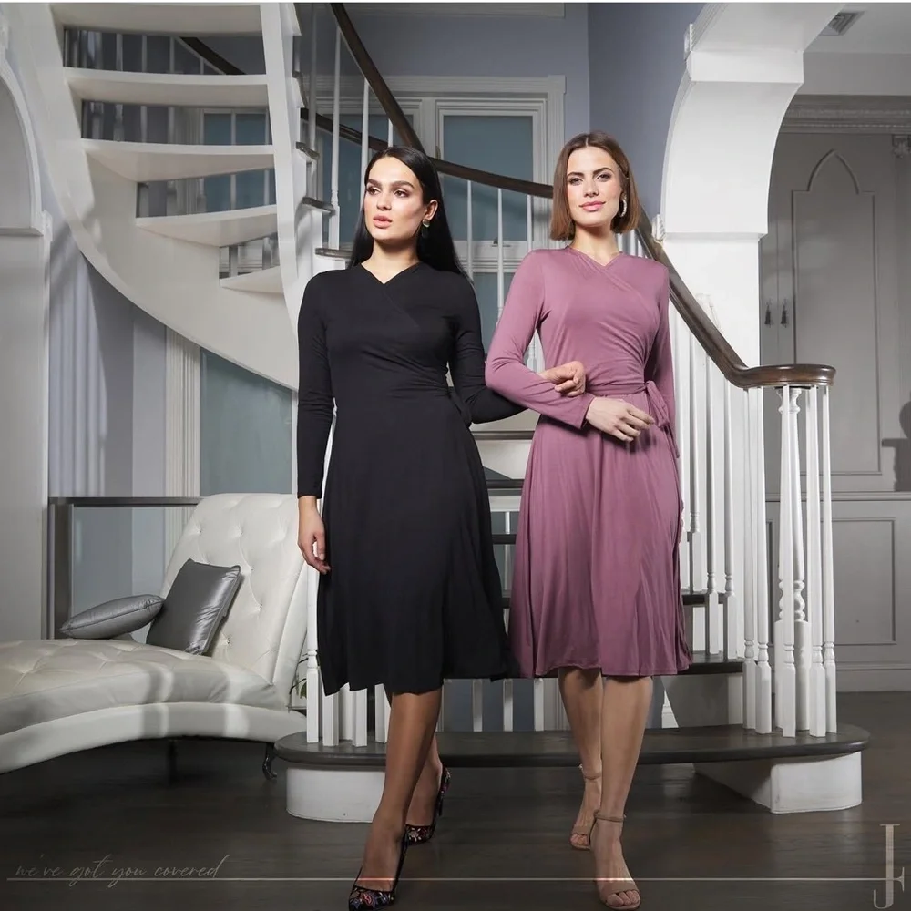 Japparel Jersey Wrap Dress Black - Picture 3 of 3